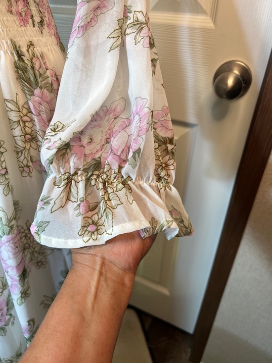 Chicwish Pink Floral Maxi Dress on Cream - Picture 9 of 10